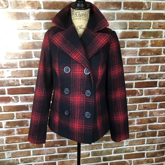 SOLD-Old Navy Plaid Peacoat - Picture 5 of 6